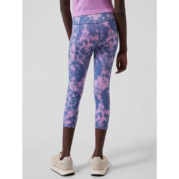 Athleta Girl High Rise Stash Your Treasures Capri S 7 Pink Violet Leggings Logo - Picture 1 of 7